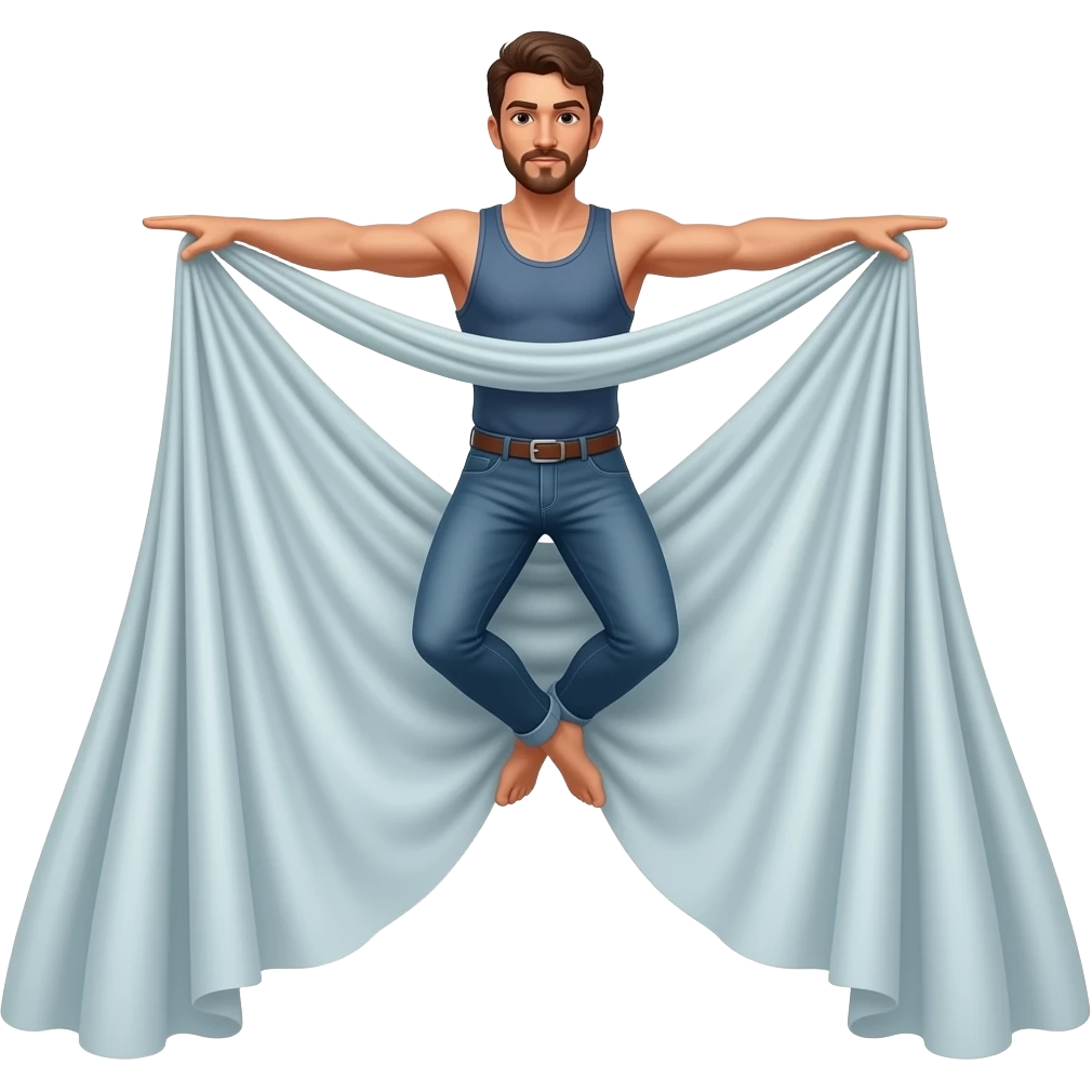 Hombre haciendo danza aérea en telas emoji