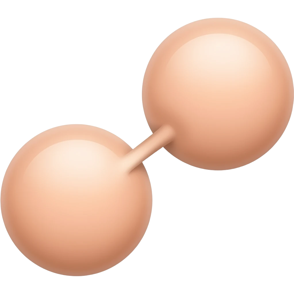 two circles together with a long, stick like figure between them in a peachy, skintone colour emoji