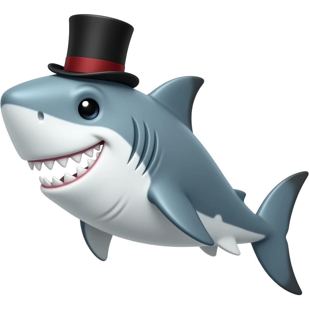 Shark with a top hat emoji