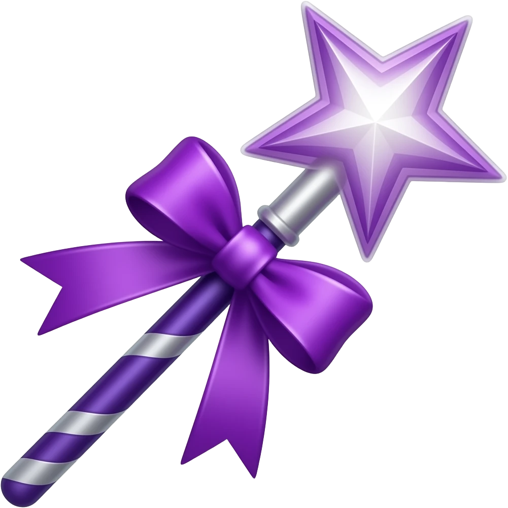 Purple ribboned purple magic wand emoji