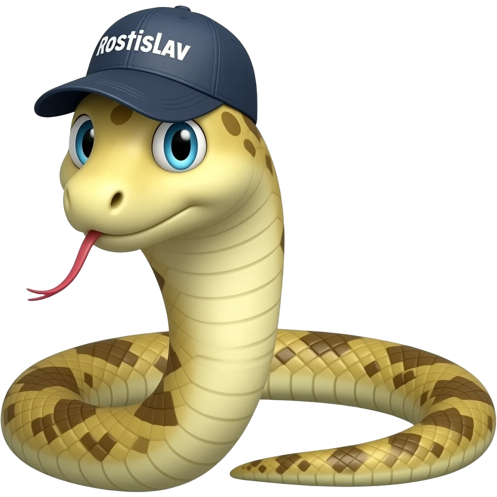 a snake in a cap with the inscription Rostislav emoji