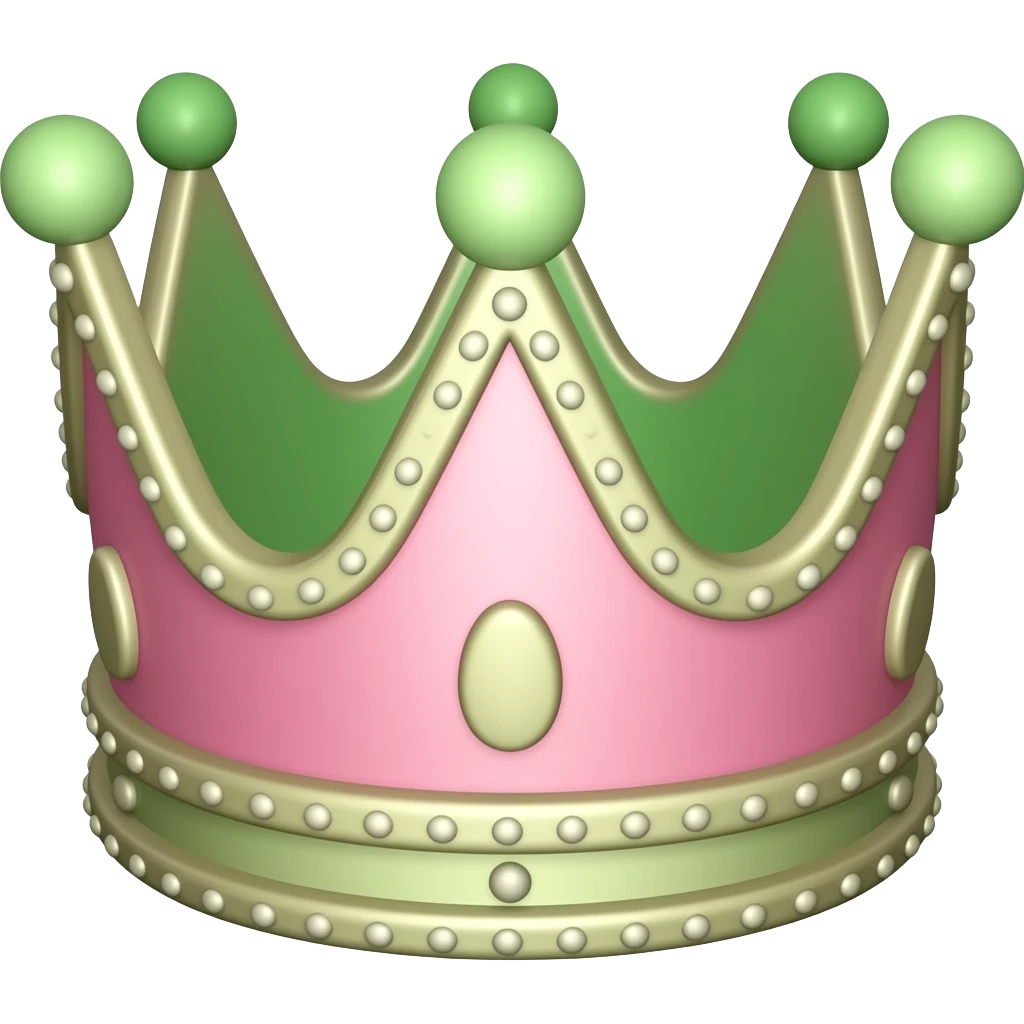 pink and green crown emoji