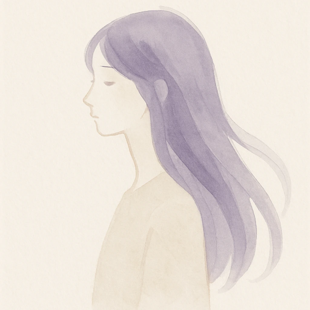 character with long purple hair, watercolor art style emoji