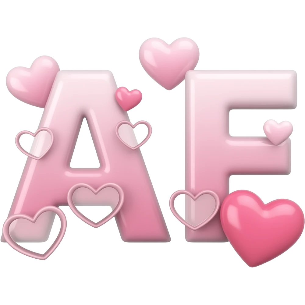 Letra A e E com efeitos de amor emoji