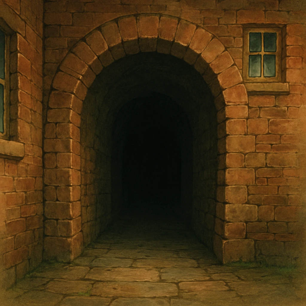dark tunnel arch in a brick house emoji