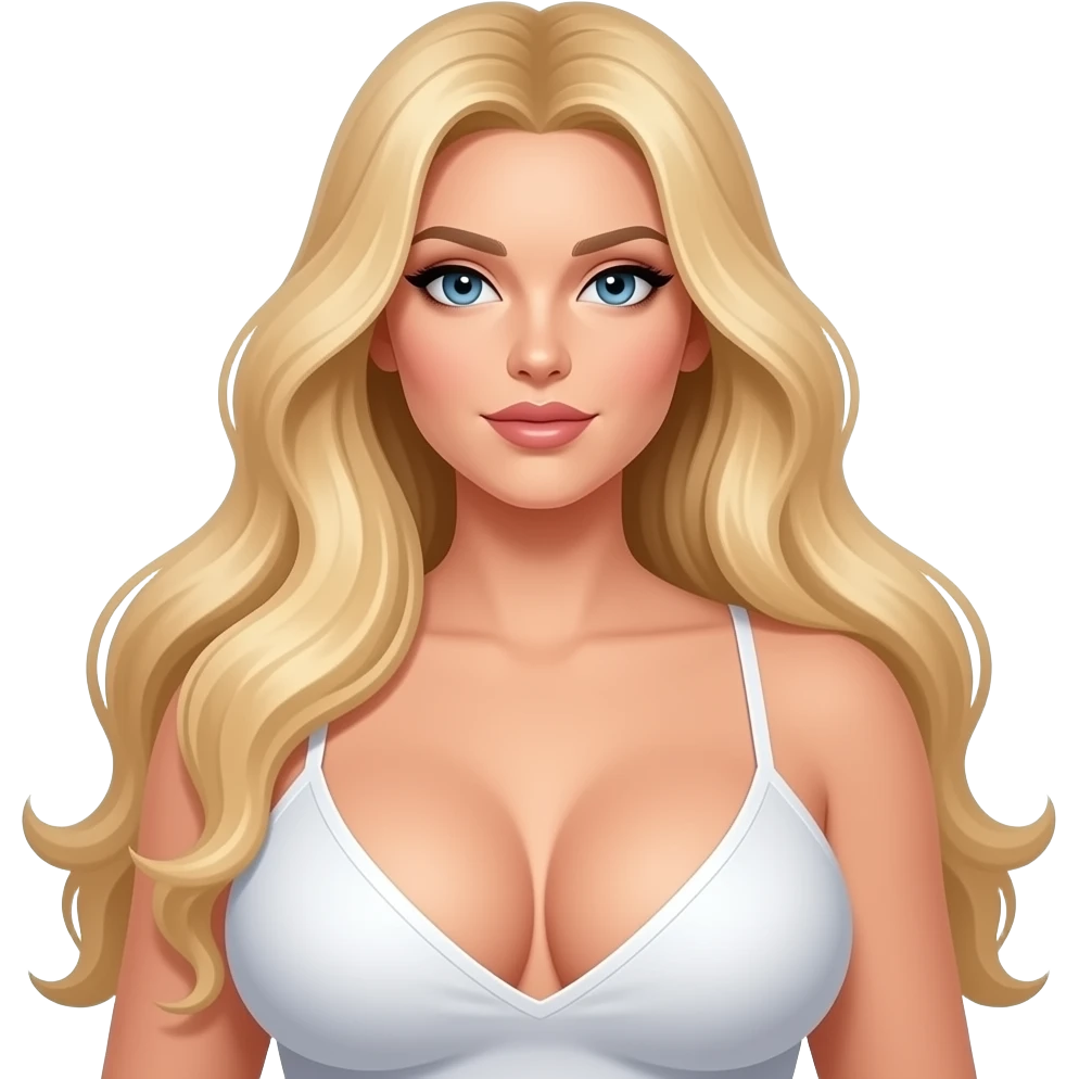 upuzun saçlı koskocaman açık göğüslü sarışın kadın emojisi emoji