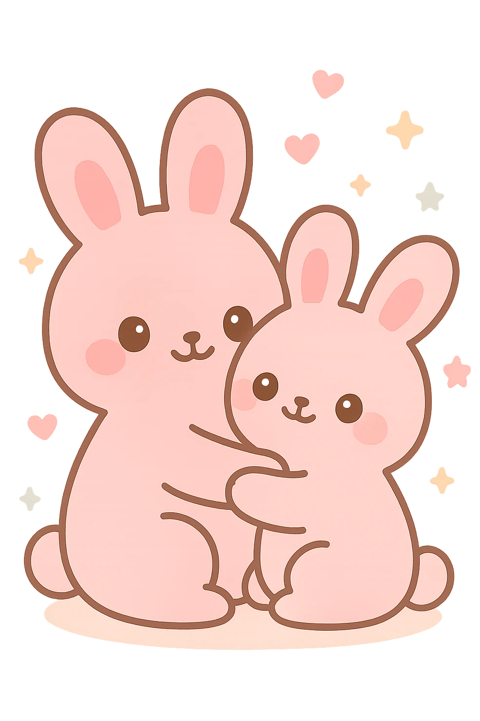 pink bunnies cuddling emoji