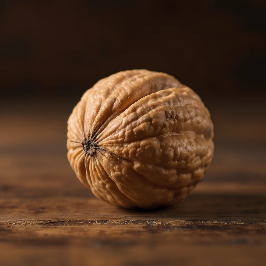 a single walnut, realistic style, detailed, high quality emoji