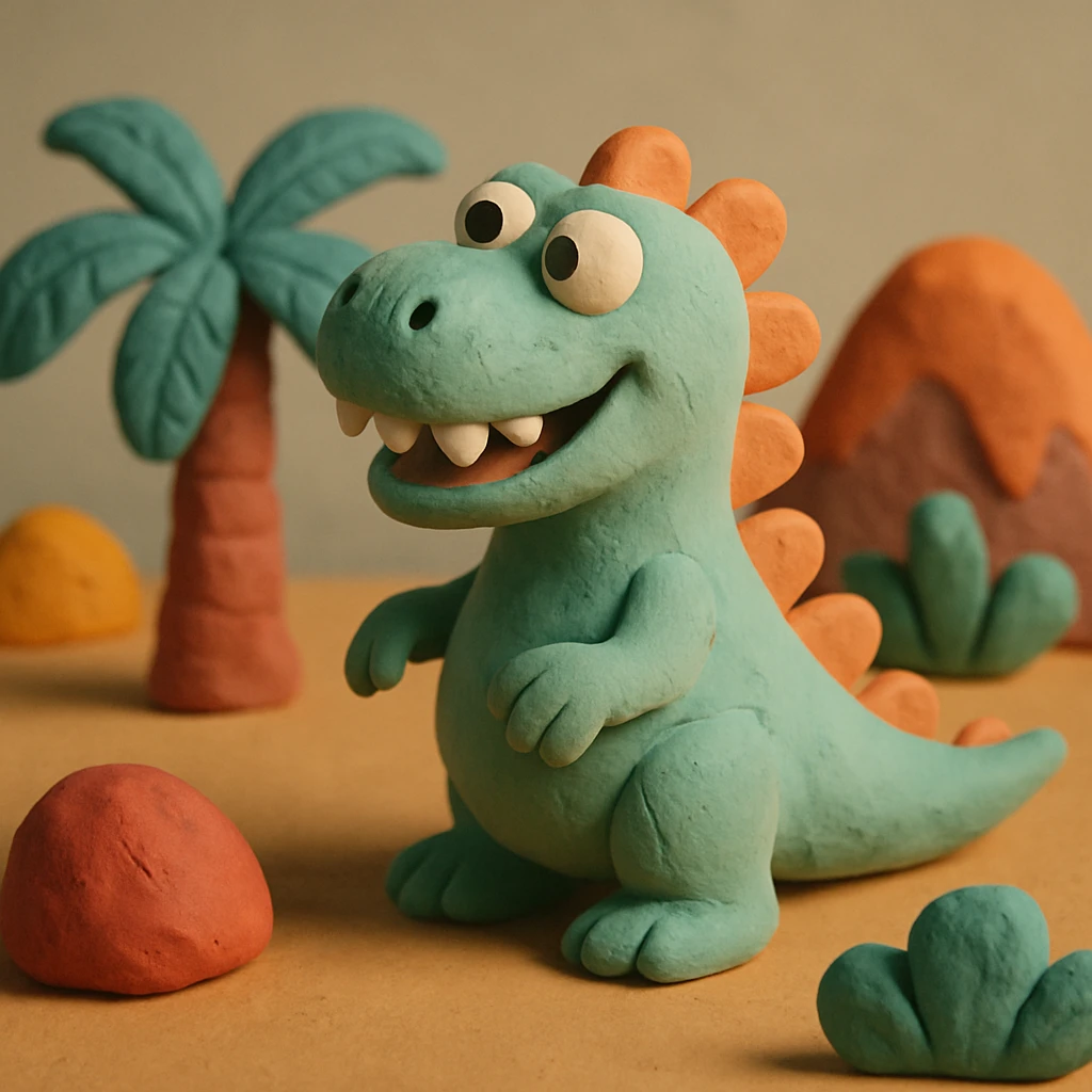 funny dinosaur, claymation style emoji