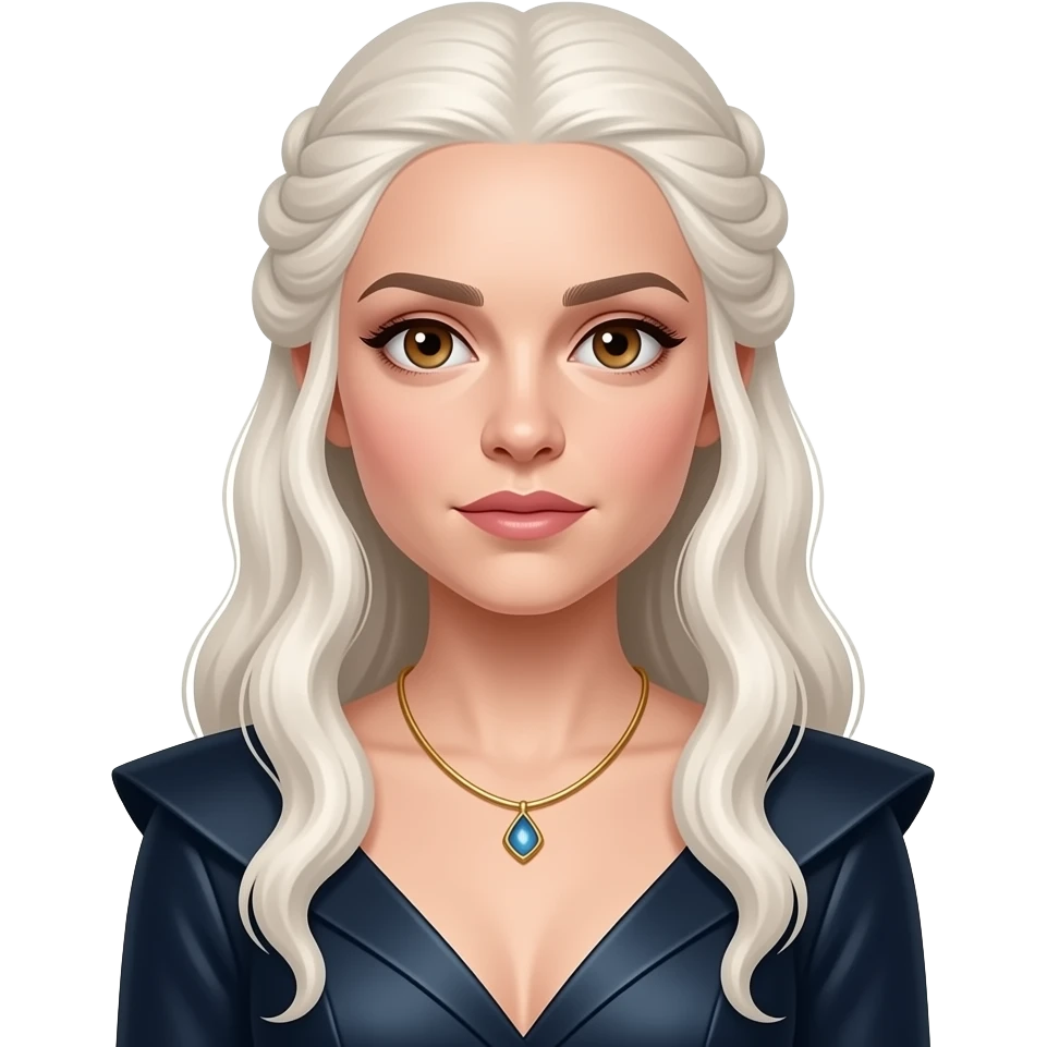 емілія кларк в образі дейнеріс, карі очі, темне вбрання, біле волосся emoji