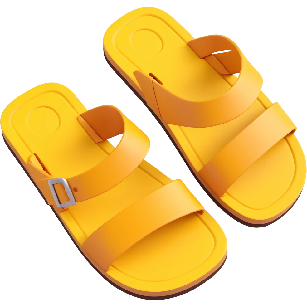 sandal sole with two straps, minimal detail, 3D iPhone emoji style, viewed from the bottom emoji