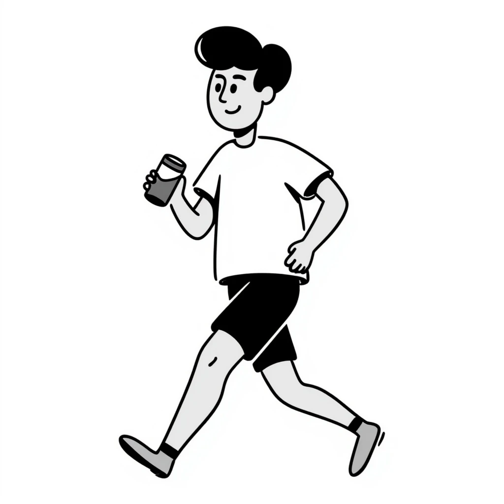 A male runner holding a can emoji
