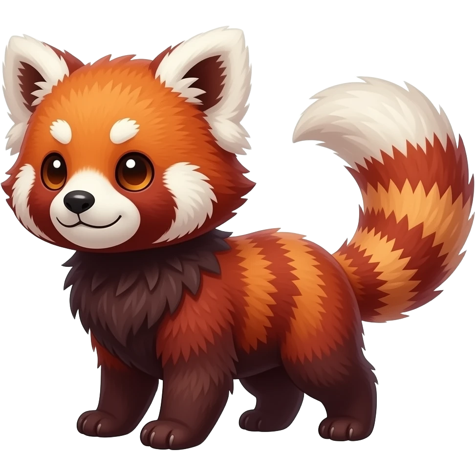 Hyper-realistic cool edgy badass zigzag-striped etched marked elegant Colorful Skilled Adept Graceful Asian Painted Meloetta-Furret-Lycanroc-Zangoose-Red-Panda-fusion-hybrid-creature (full body) emoji