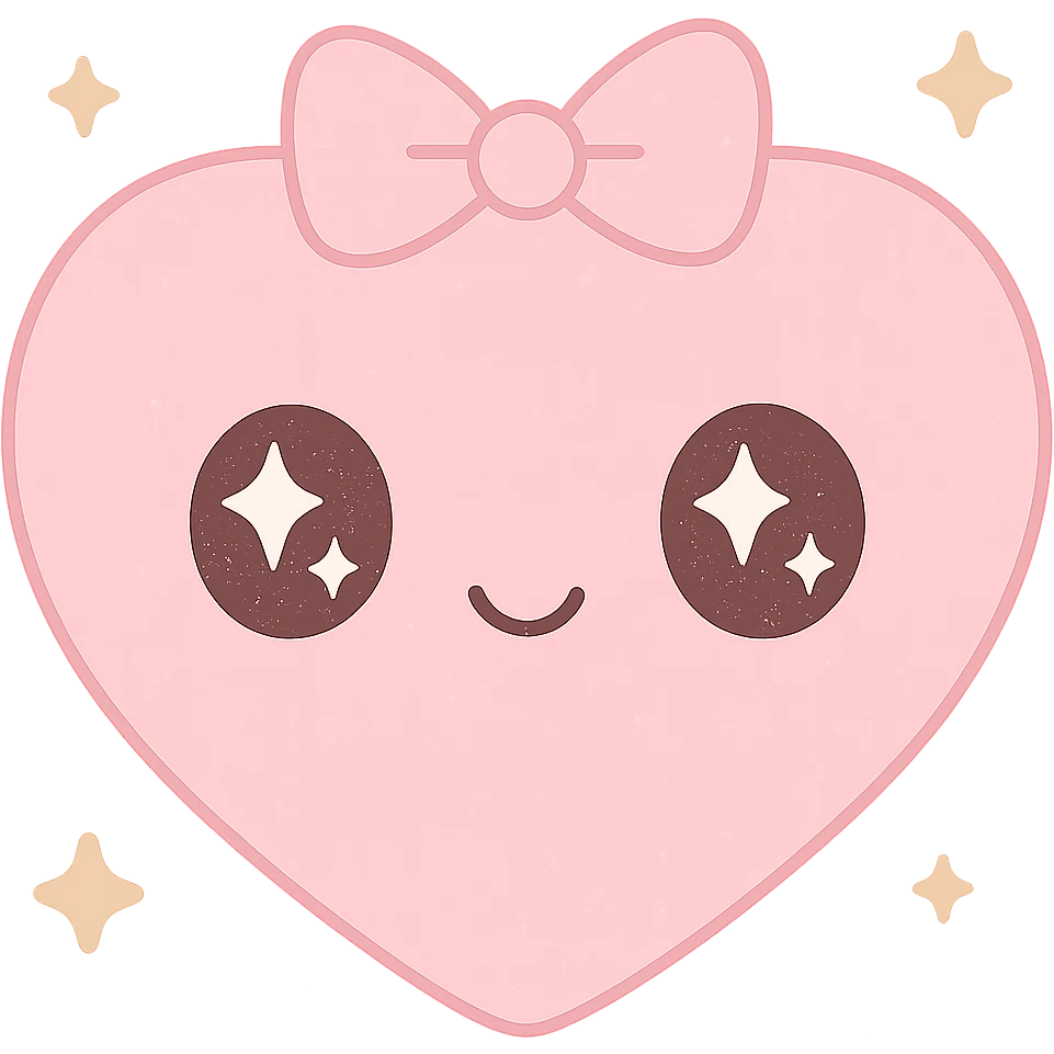 Add sparkles around the pink glittery heart with a pink bow, keeping the kawaii style and transparent background. emoji