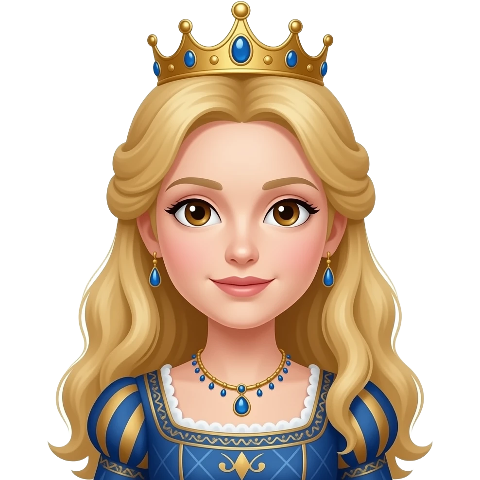 Princesa medieval rubia y con ojos marrones con corona emoji