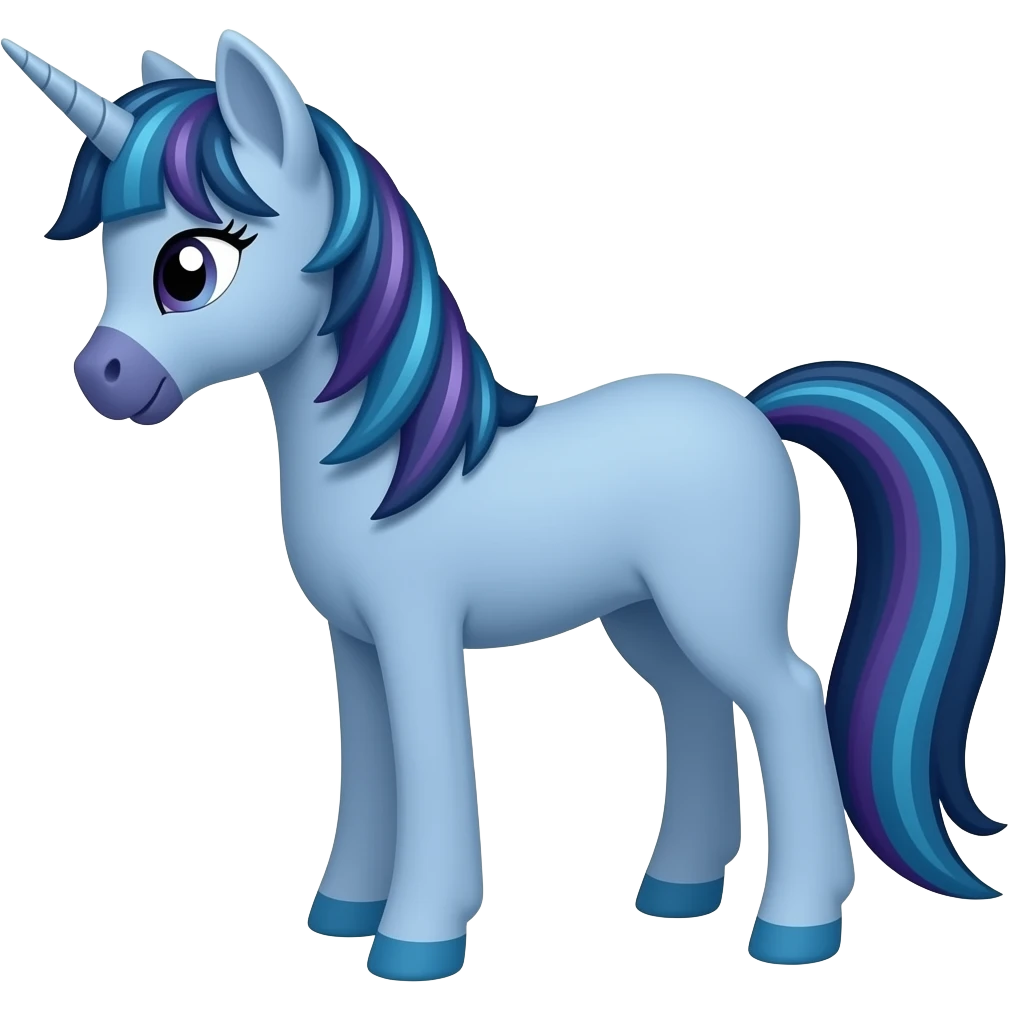 Un emoji de un pony azul de cresta larga emoji