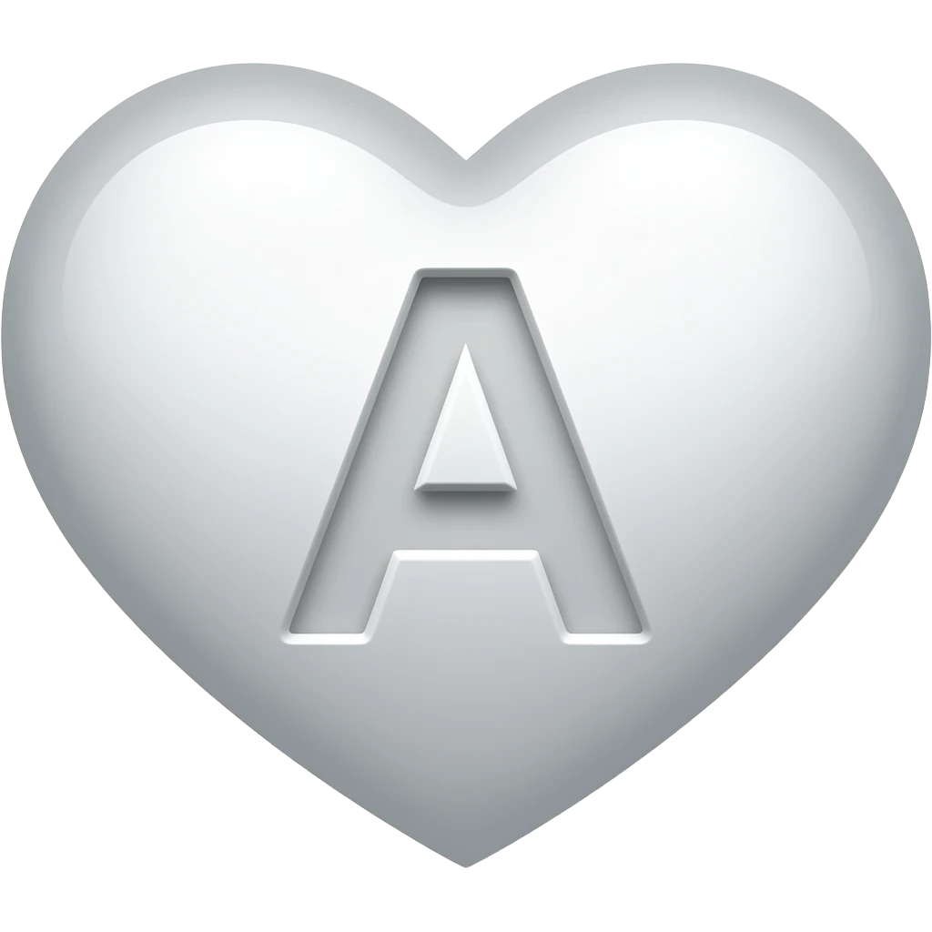 Beyaz kalp içinde a harfi emoji