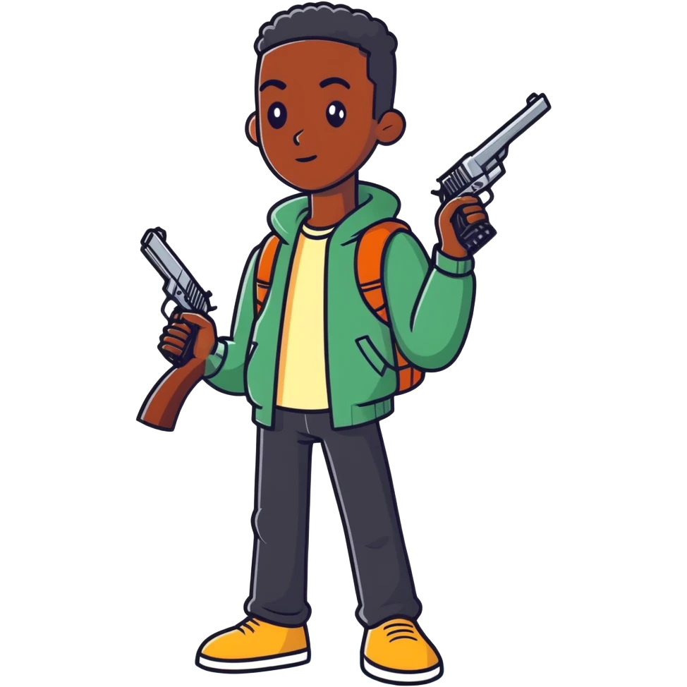 Black guy with a gun emoji