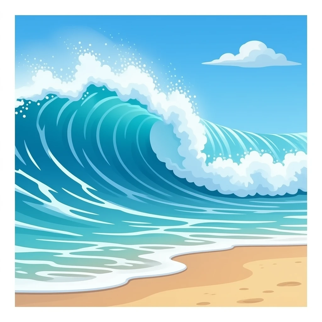 playa con olas gigantes emoji