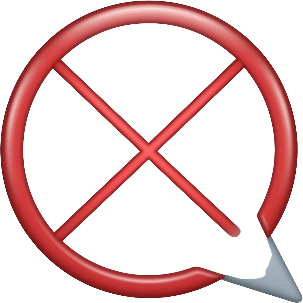 durchgestrichende sprechblase nur mit einen roten strich emoji