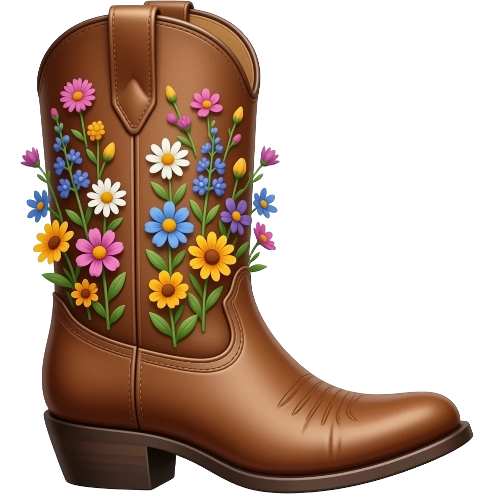 cowboy boot with flowers emoji