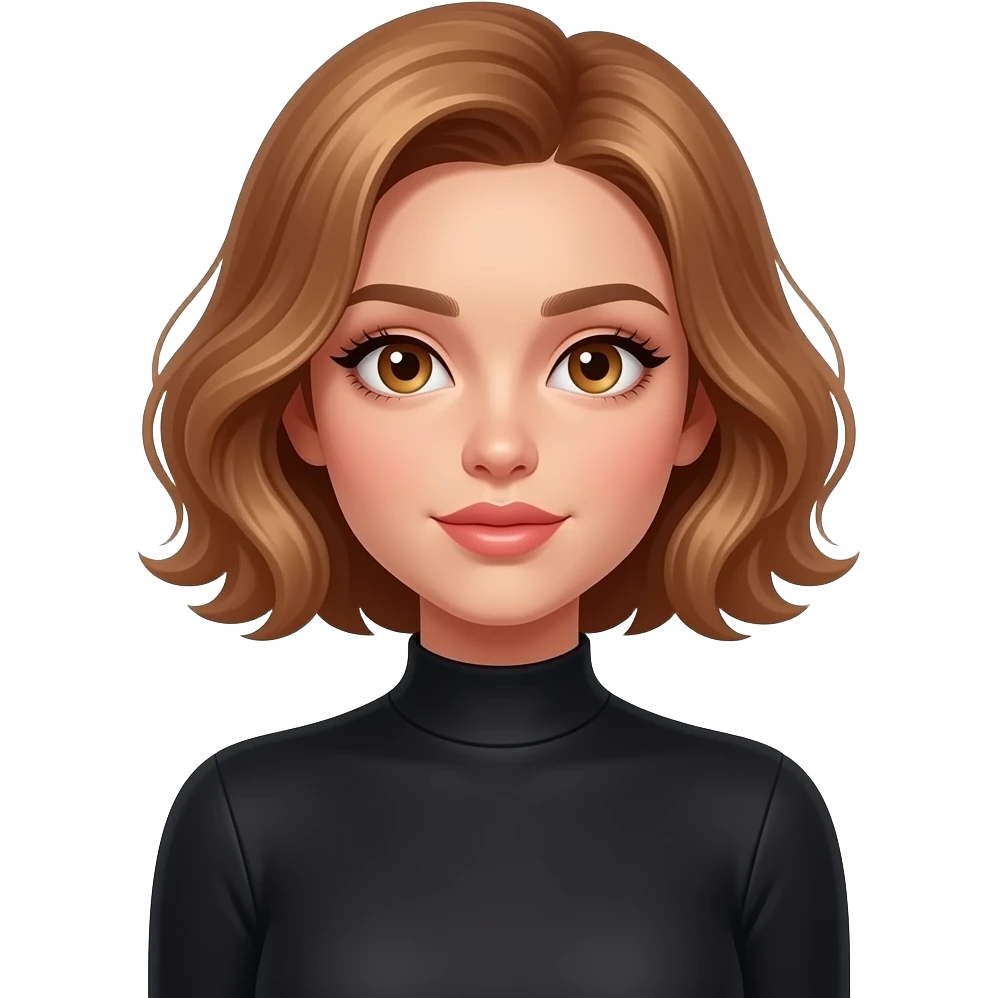 glamours,-tanned,-very-beautiful-girl,-with-big-pump-peach-beige-rose-lips,-long-long-lashes,-honey-silky-very short- hair,-wavy-hair,-hazel-eyes-in-black-long-sleeves-bodysuit emoji