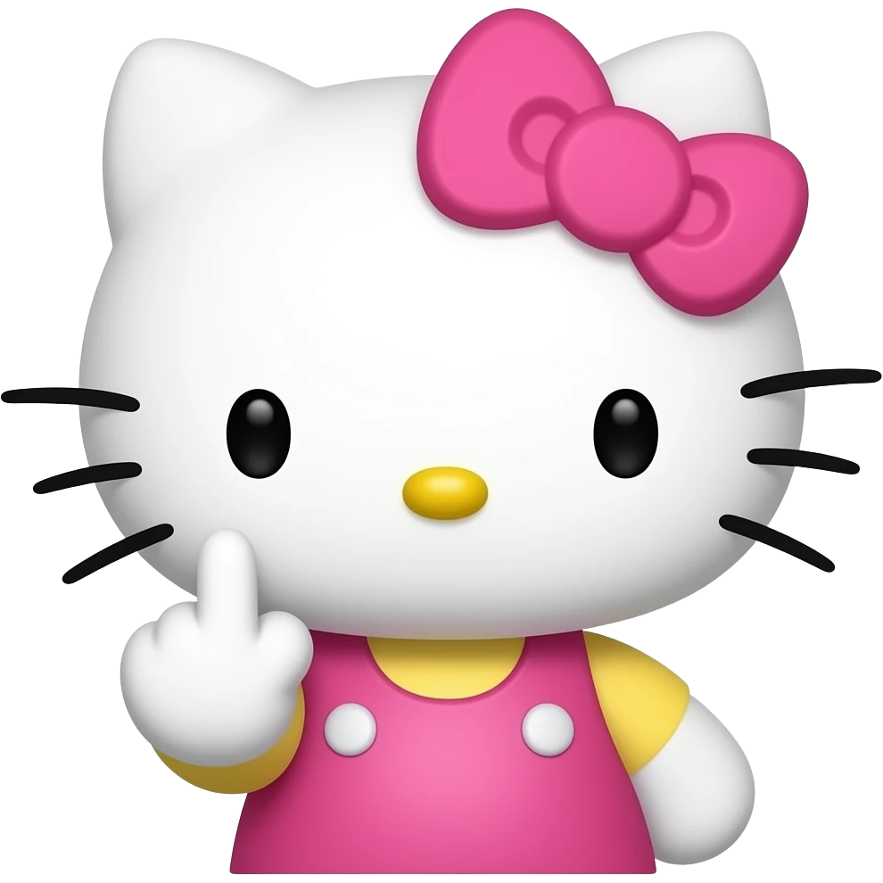 Hello Kitty is giving the middle finger emoji