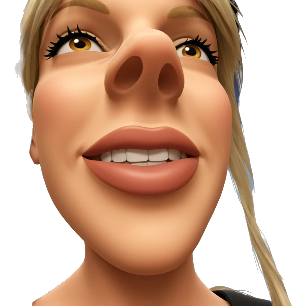 blonde girl portrait with smile emoji