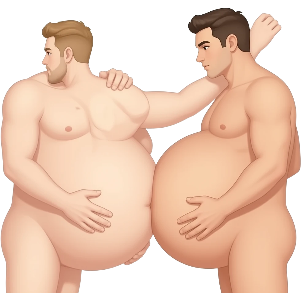 Two naked men rubbing their big butts against each other. emoji