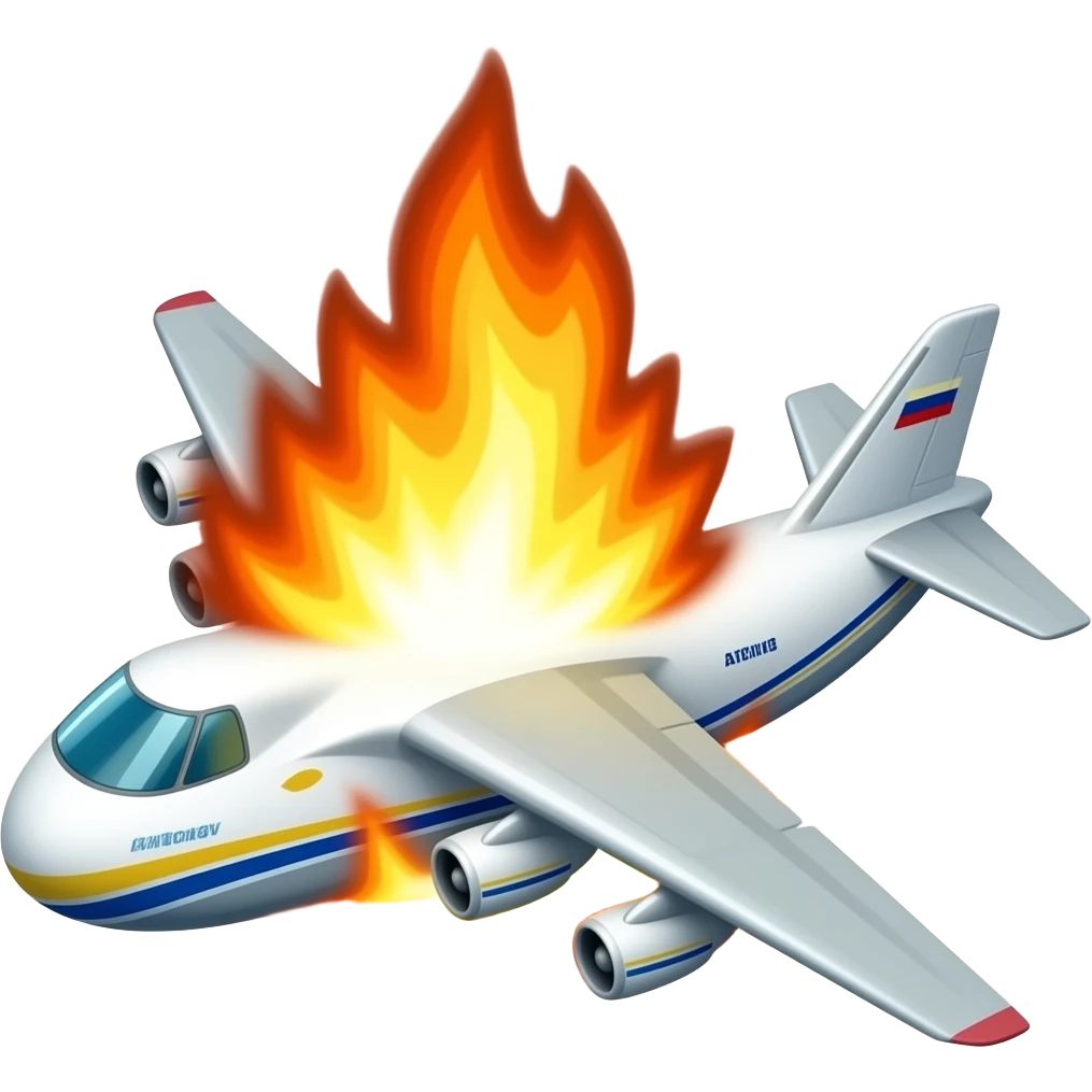 An exploding and burning an-225 emoji