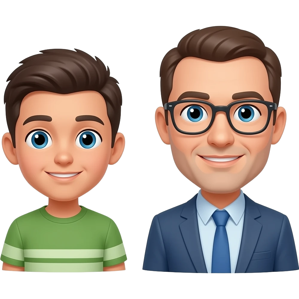 oral interview between a boy and a man emoji