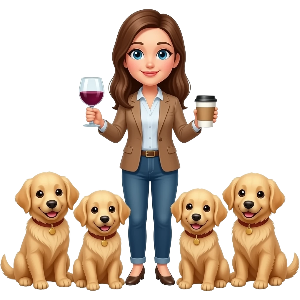 event planner, wine and coffee drinker, loves golden retriever puppies emoji