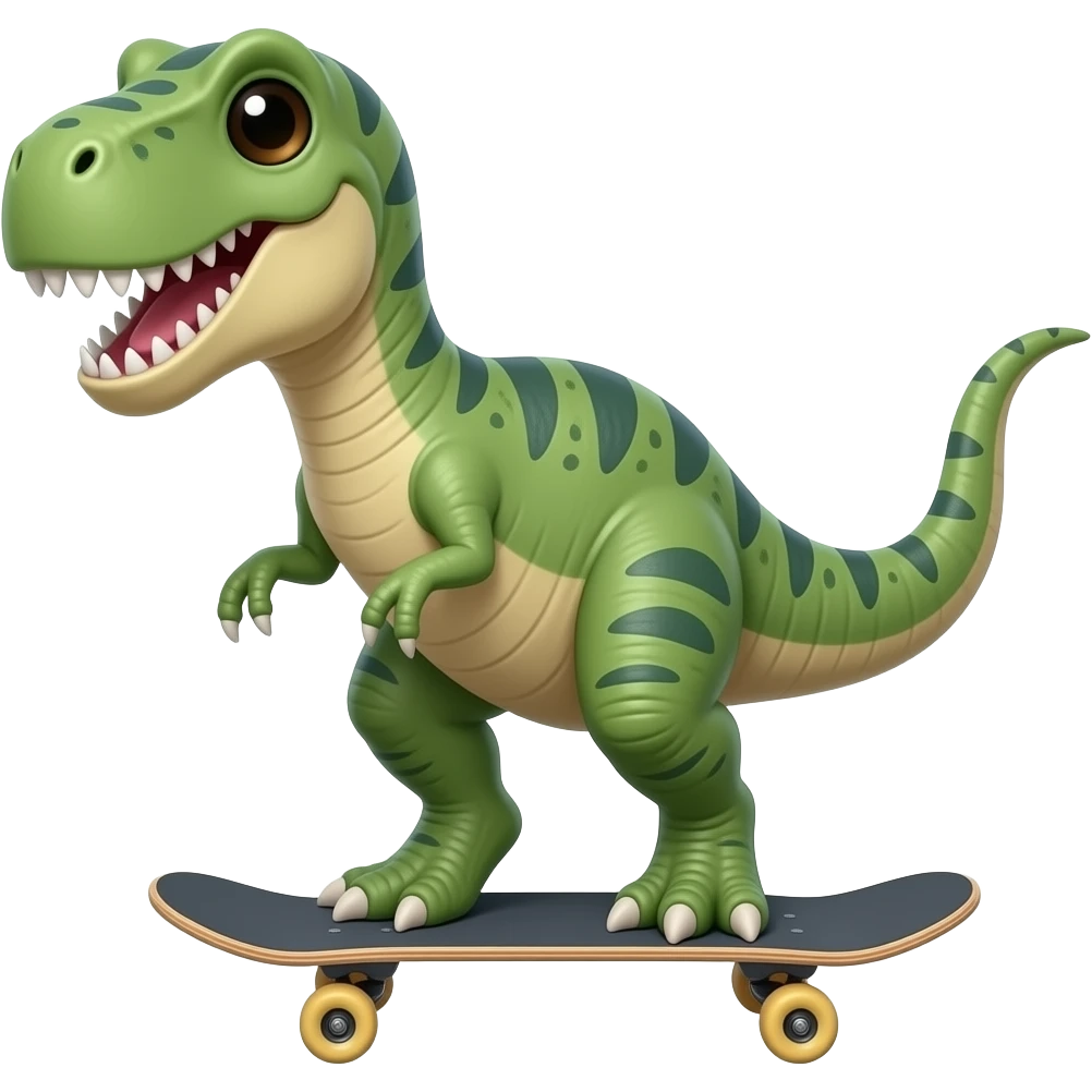 Dinosaur on a skateboard emoji