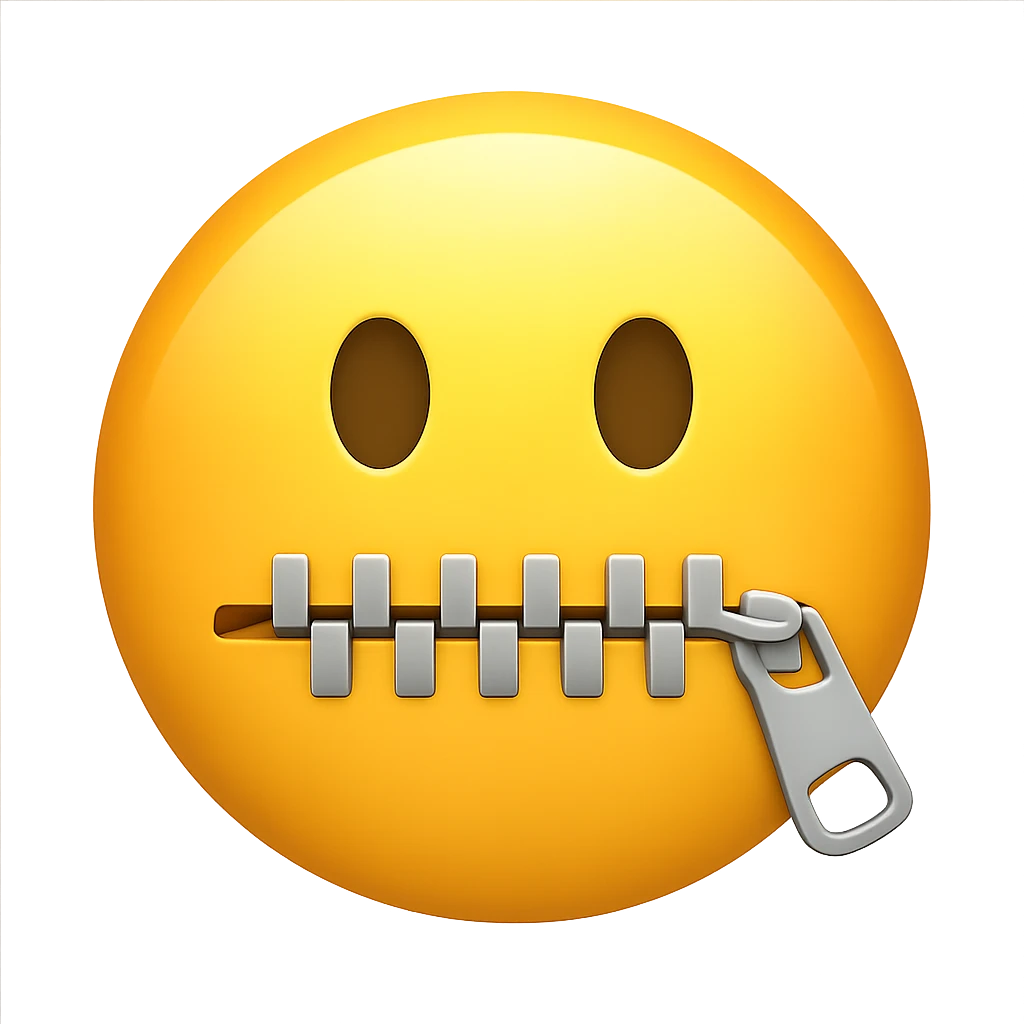 yellow face with zipper mouth emoji, digital illustration emoji
