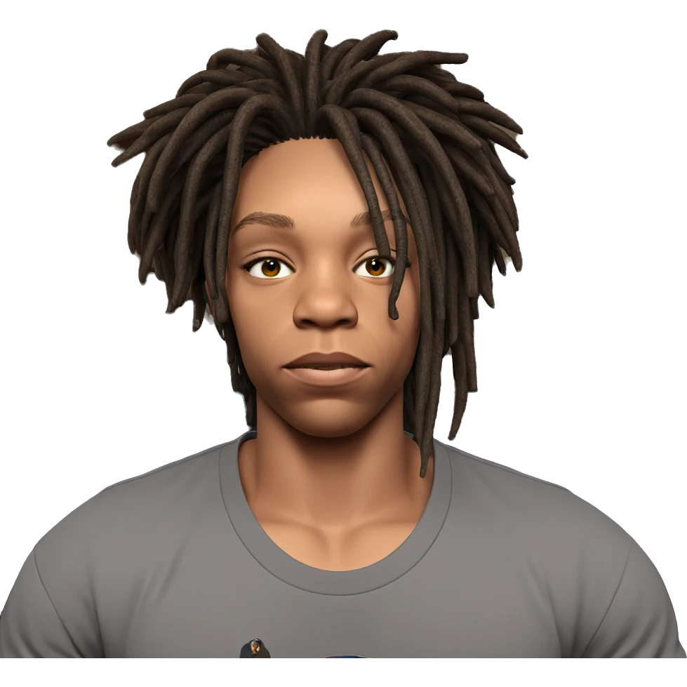 dreadlocked boy indoors portrait emoji