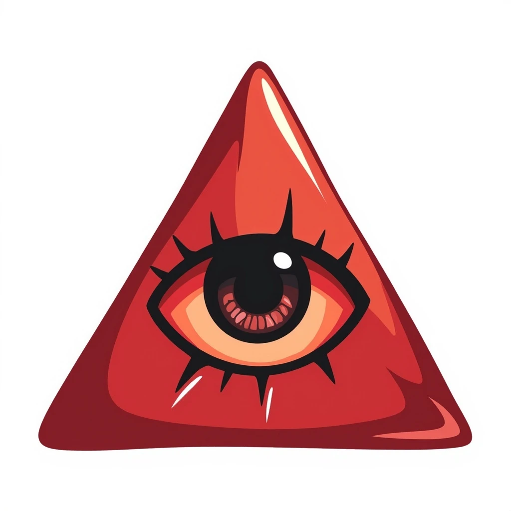 A blood-red triangle with a glowing eye inside, symbol of FOE emoji