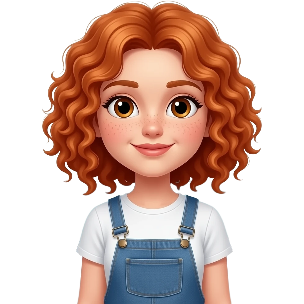 Fille rousse bouclés tâches de rousseur Automobile emoji
