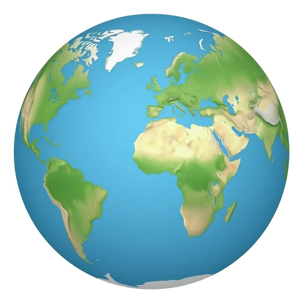 Round world map with north pole at the center emoji