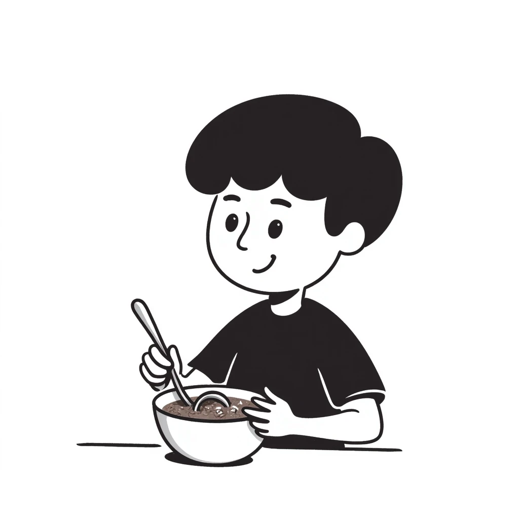 kid eating a bowl of chocolate cereal emoji