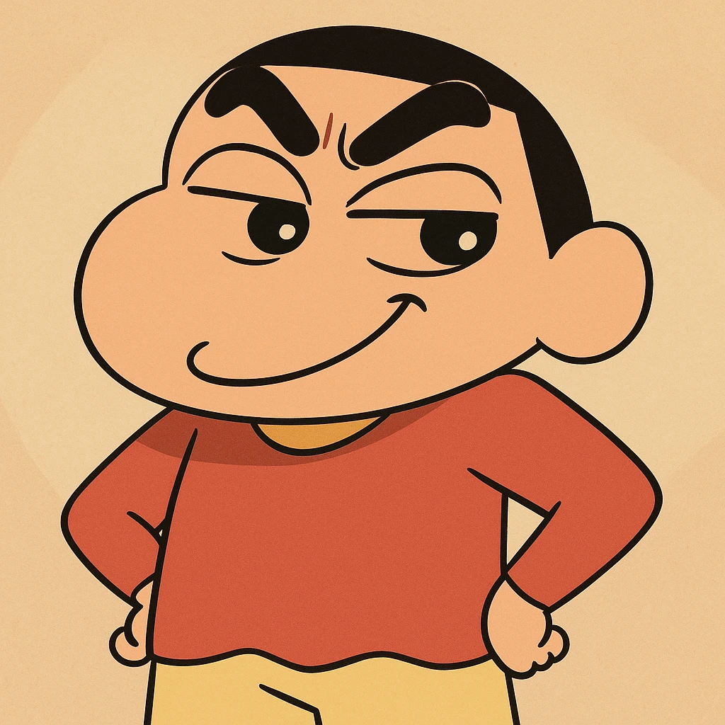 Shin Chan character, mischievous expression, vibrant colors emoji