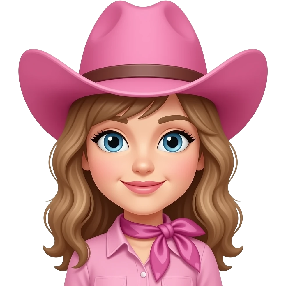 pink cowgirl with pink cowgirl hat just the head emoji