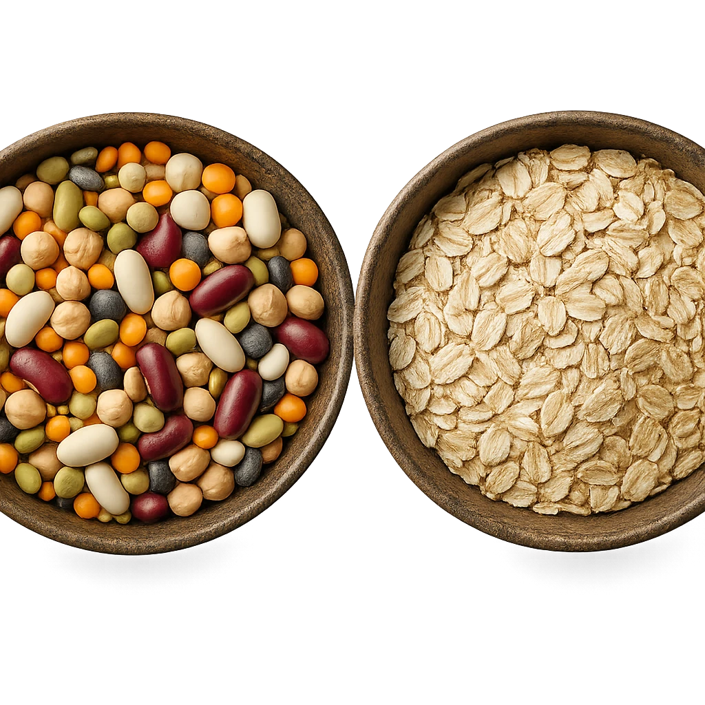 BOWL DI LEGUMI INSIEME A BOWL DI FIOCCHI DI AVENA,  iperrealistico 4k emoji