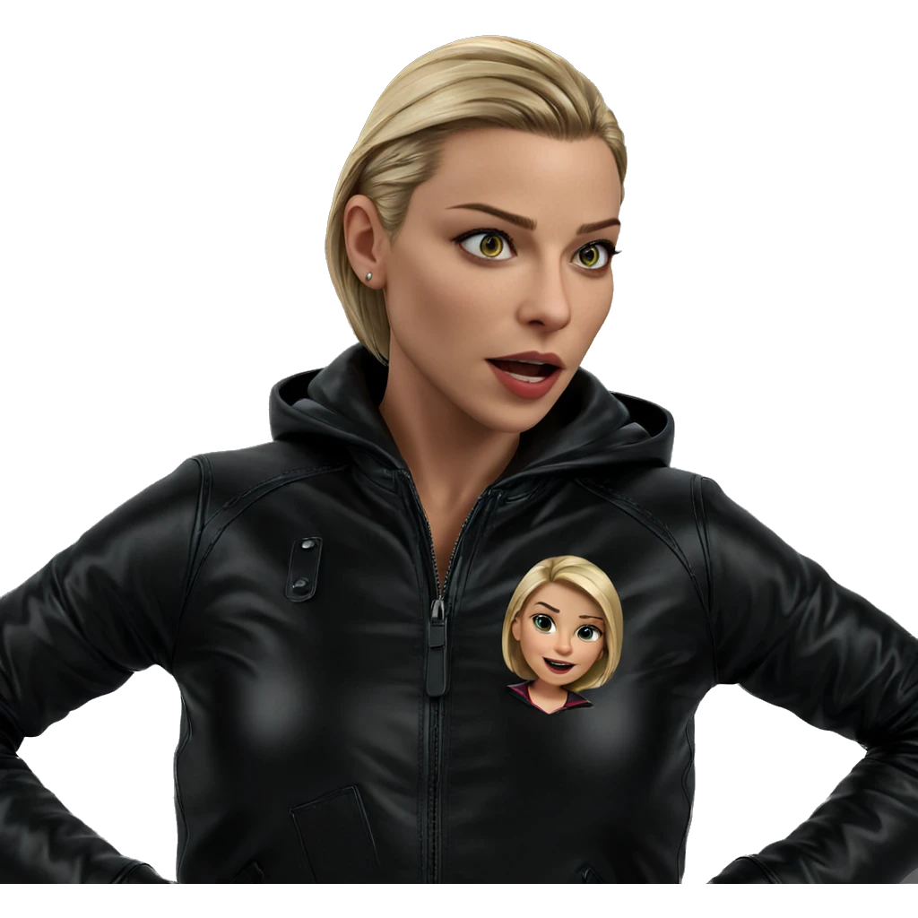 blonde girl in leather jacket emoji