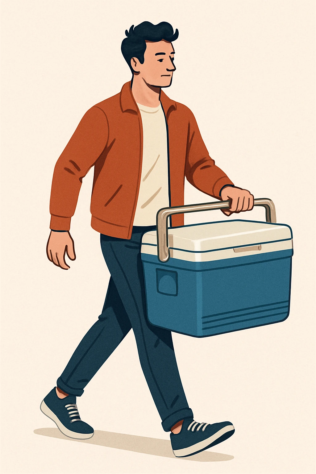 a man carrying a large cooler, modern style emoji