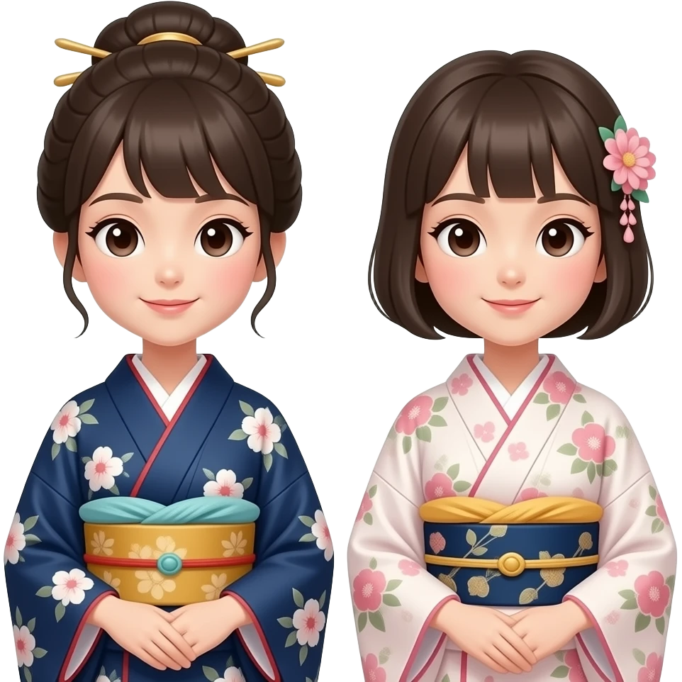Beautiful women wearing  jimiki faces emoji