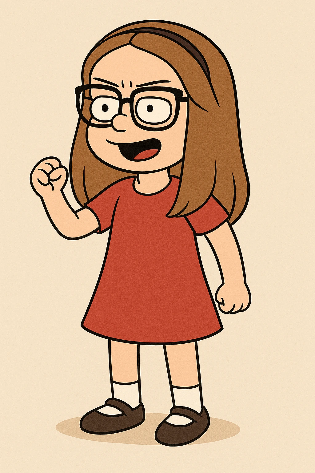 Little girl Gloria Steinem red dress  emoji