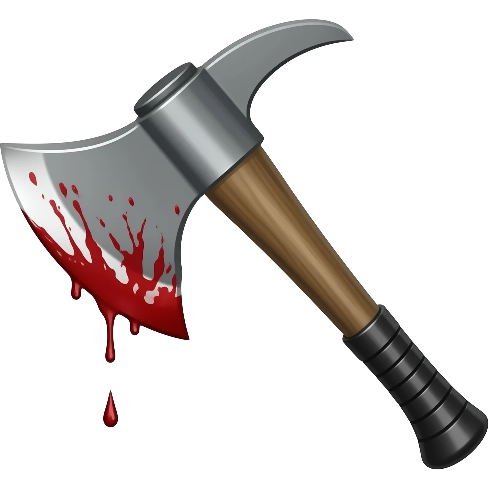 emoji very sharp axe with blood dripping off it and a black handle single emoji