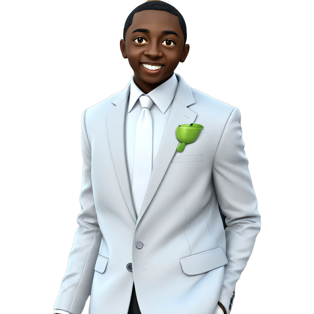 smiling dark-skinned man in suit emoji