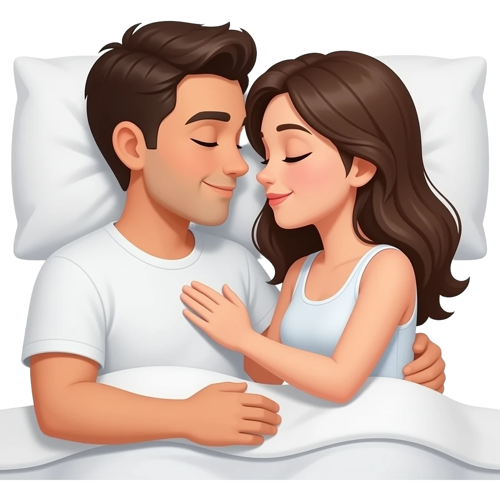 2 man in 1 girl in bed love emoji