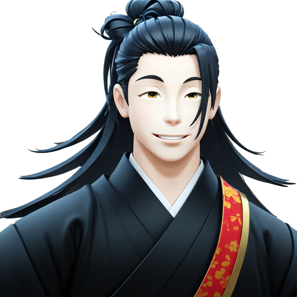 smiling boy in black kimono emoji